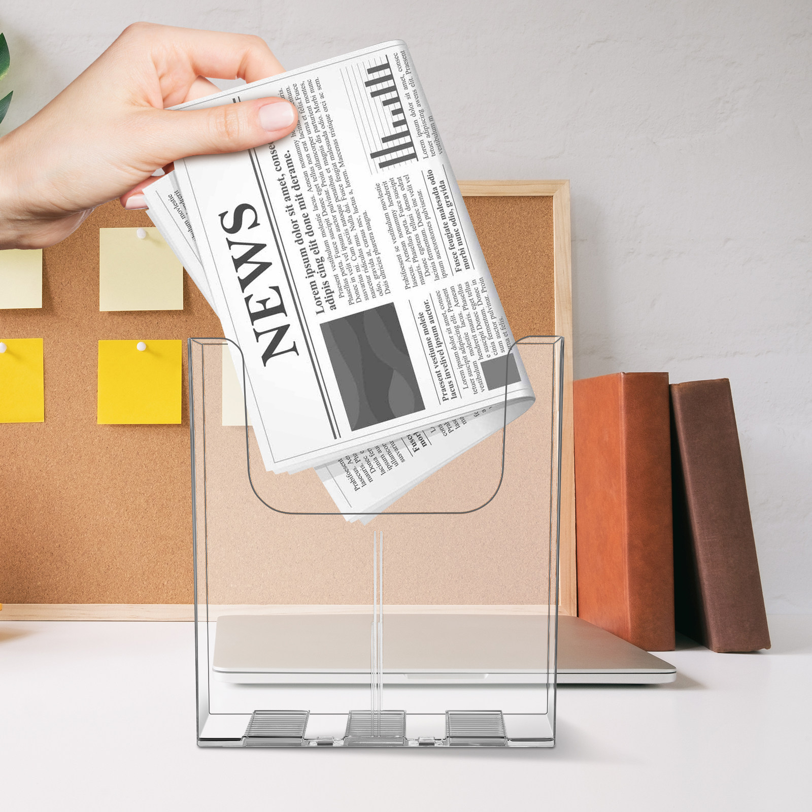 Magazine Holder Rack - 2個入り、透明アクリル製の壁掛け収納オーガナイザー。ファイルホルダー、チラシスタンド、雑誌ホルダーとして、オフィス、ショッピングモール、展示会などで使用可能。