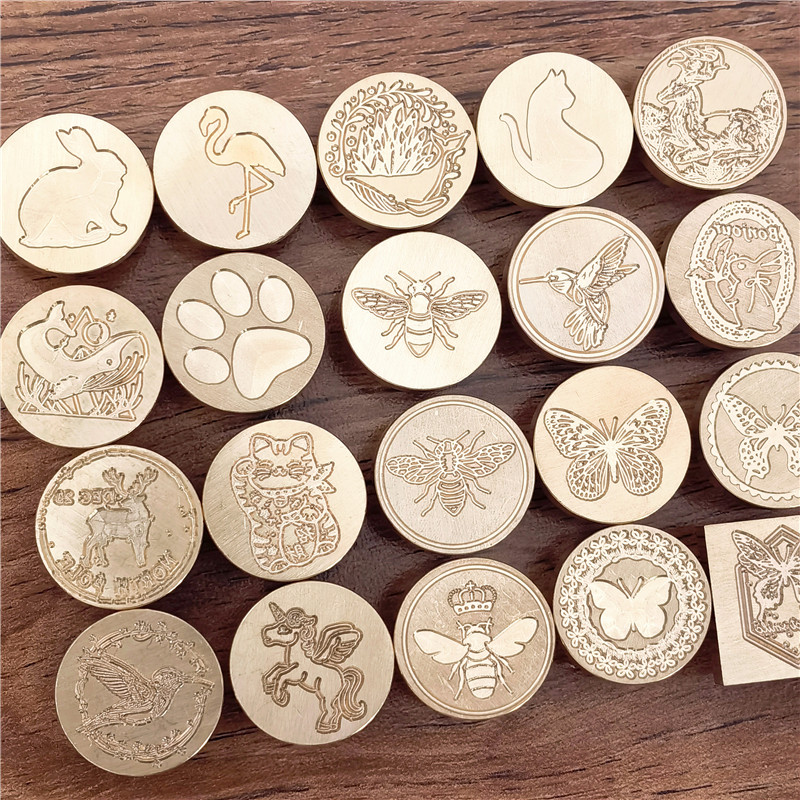 Wax Seal Stamp Set - ワックスシールスタンプヘッド 蝶 動物 鳥 猫 ウサギ