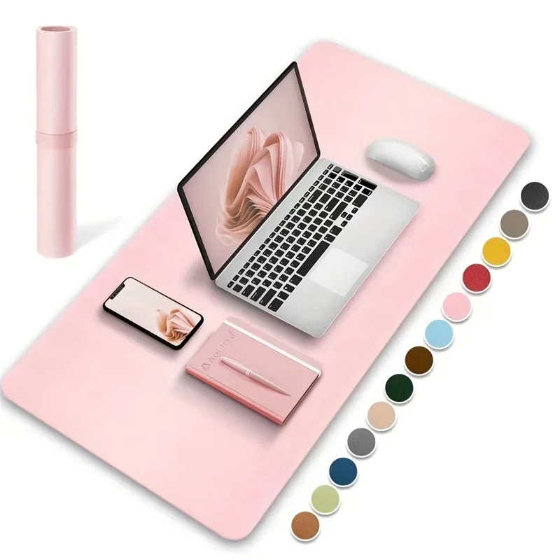 Leather Desk Pad - 1枚入り、大型サイズ（600×300mm）、オフィス用デスク保護マット、PUレザー製、防水、マウスパッド、キーボード用デスクパッド、ゲーミングマウスパッド。