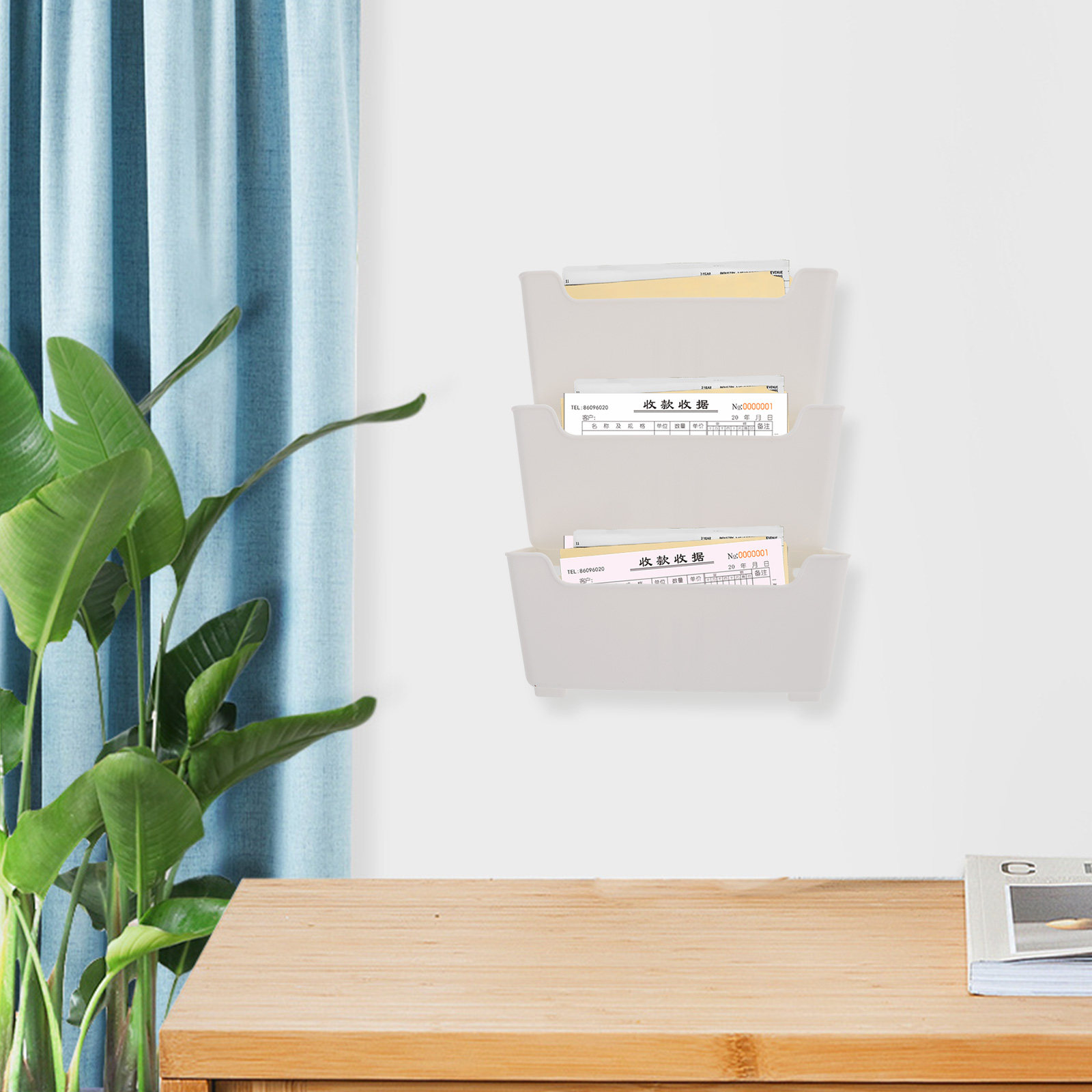 Magazine Holder Rack - 1個入り、壁掛け式ファイルオーガナイザー、透明、壁に取り付け可能、書類や雑誌を整理できる、オフィス用紙類収納ボックス。