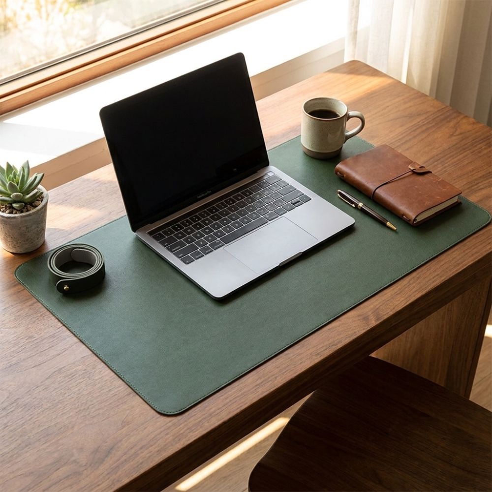 PUレザー製、両面使用可能なデスクマット。防水加工、柔らかい - Leather Desk Pad のレビューと価格