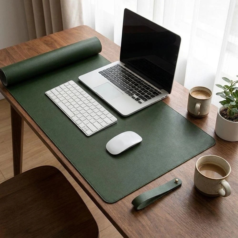 PUレザー製、両面使用可能なデスクマット。防水加工、柔らかい - Leather Desk Pad のレビューと価格