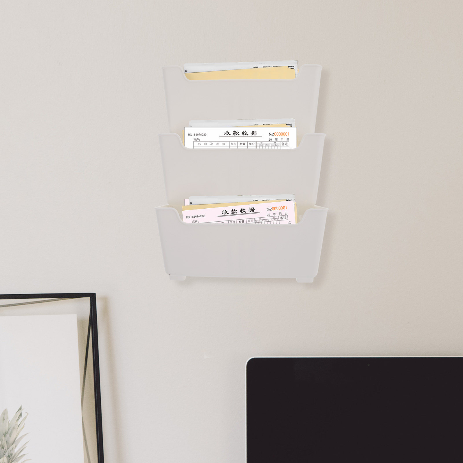 1個入り、壁掛け式ファイルオーガナイザー、透明、壁に取り付け - Magazine Holder Rack のレビューと価格