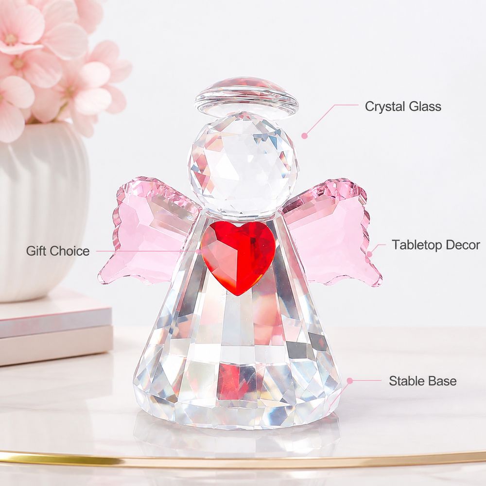 新しいファセット加工クリスタルエンジェルフィギュア カラフル - Paper Weight Crystal のレビューと価格